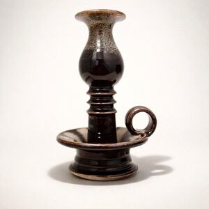 GORGEOUS HANDMADE STUDIO POTTERY CHAMBERSTICK TAPERED CANDLE HOLDER - SURF SHACK